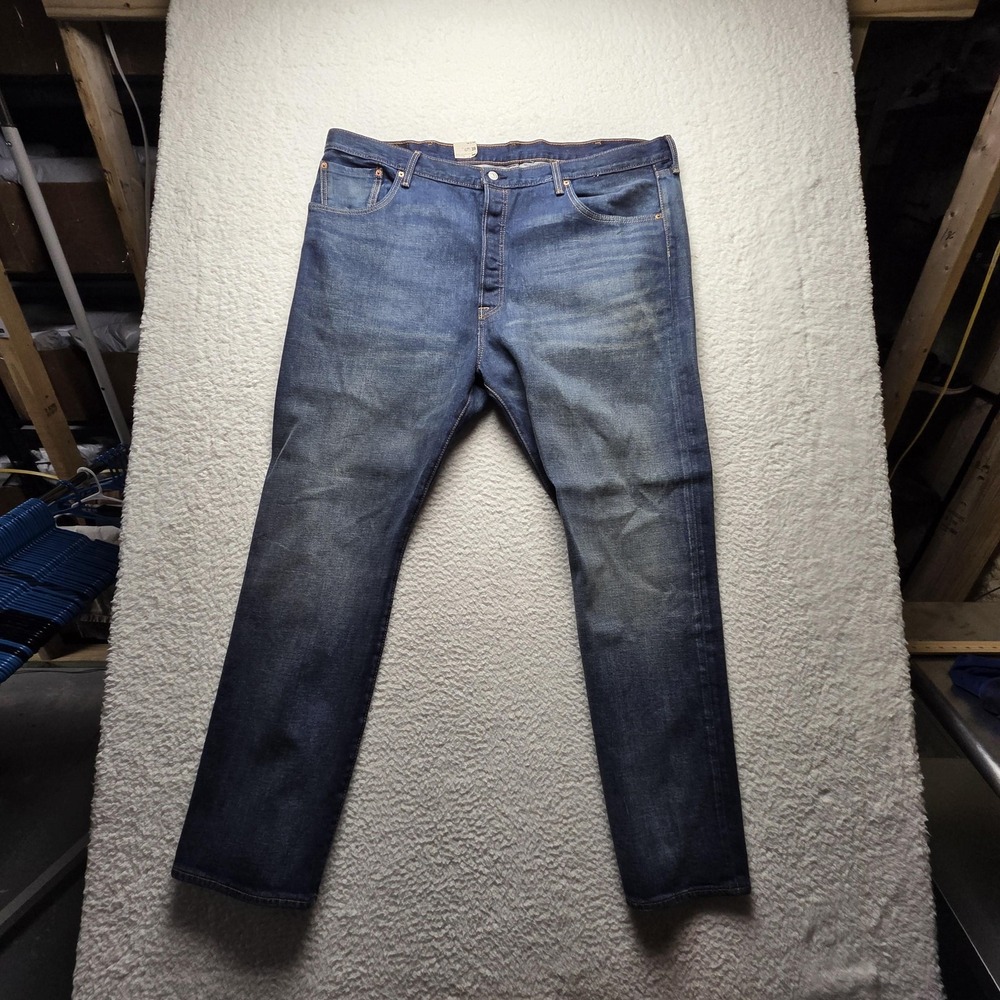 Levis 501 Jeans Mens 48x32 Blue Regular Fit Straight Denim Pants Stretch